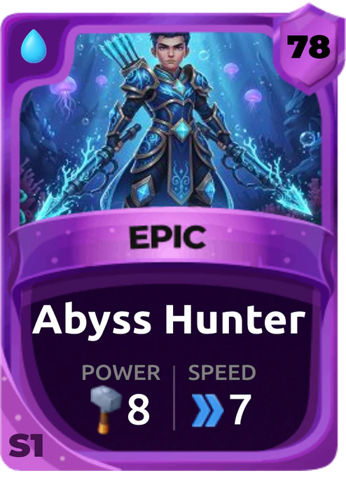 Abyss Hunter Card (Rarity: Epic, Affinity: Water, Set: Season 1)