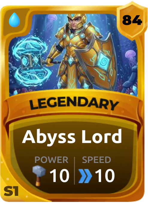 Abyss Lord Card (Rarity: Legendary, Affinity: Water, Set: Season 1)
