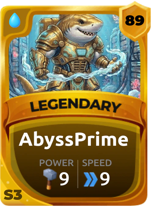 Abyssprime Card (Rarity: Legendary, Affinity: Water, Set: Season 3)