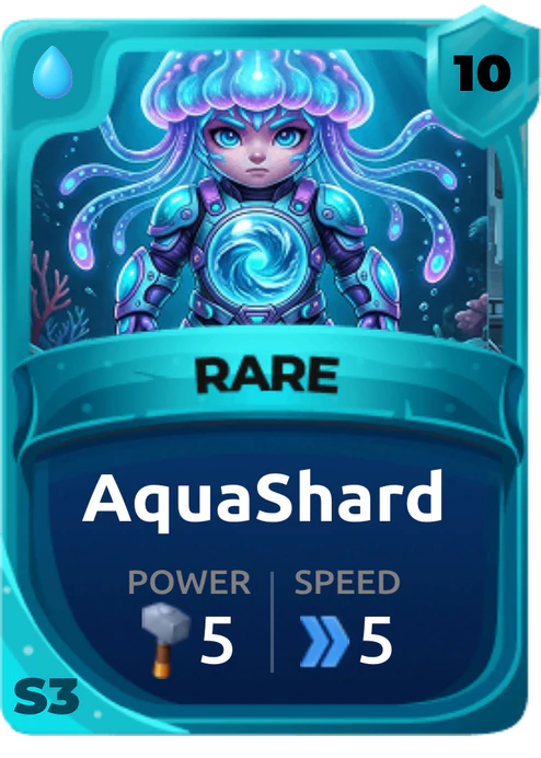 Aquashard Card (Rarity: Rare, Affinity: Water, Set: Season 3)