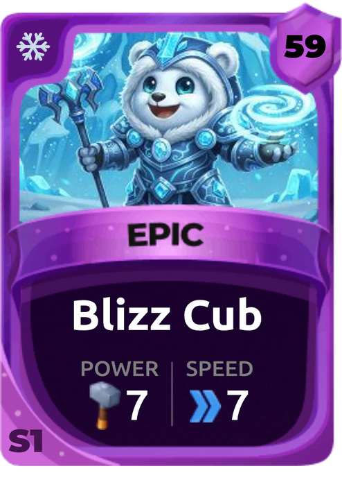Blizz Cub Card (Rarity: Epic, Affinity: Ice, Set: Season 1)