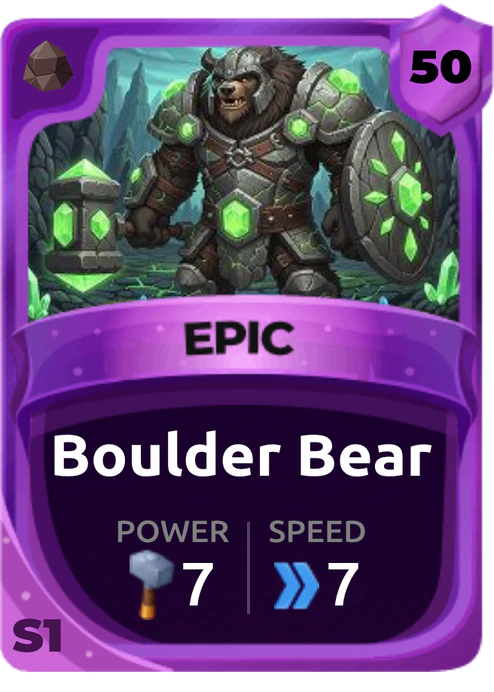 Boulder Bear Card (Rarity: Epic, Affinity: Earth, Set: Season 1)