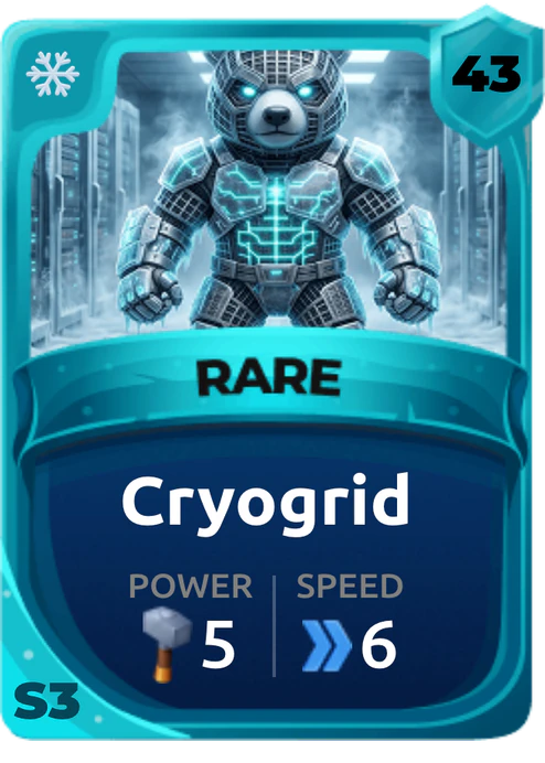 Cryogrid Card (Rarity: Rare, Affinity: Ice, Set: Season 3)