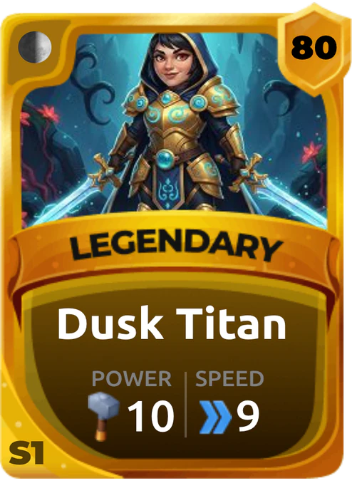 Dusk Titan Card (Rarity: Legendary, Affinity: Shadow, Set: Season 1)