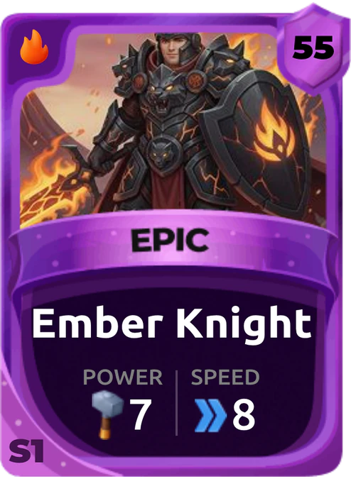 Ember Knight Card (Rarity: Epic, Affinity: Fire, Set: Season 1)