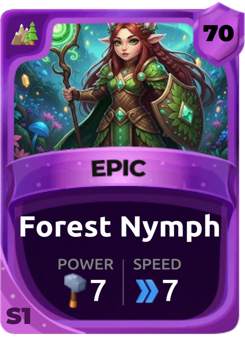 Forest Nymph Card (Rarity: Epic, Affinity: Nature, Set: Season 1)