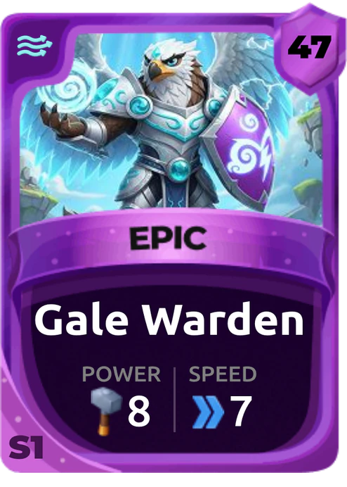 Gale Warden Card (Rarity: Epic, Affinity: Air, Set: Season 1)