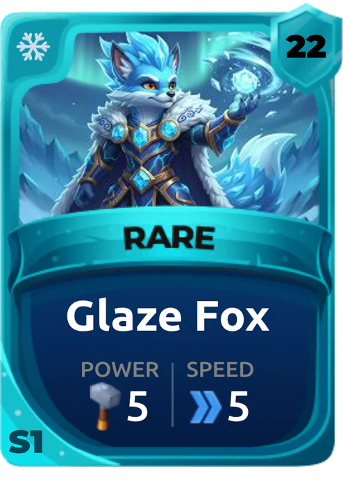 Glaze Fox Card (Rarity: Rare, Affinity: Ice, Set: Season 1)