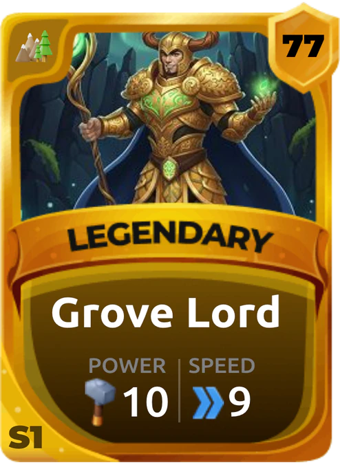 Grove Lord Card (Rarity: Legendary, Affinity: Nature, Set: Season 1)