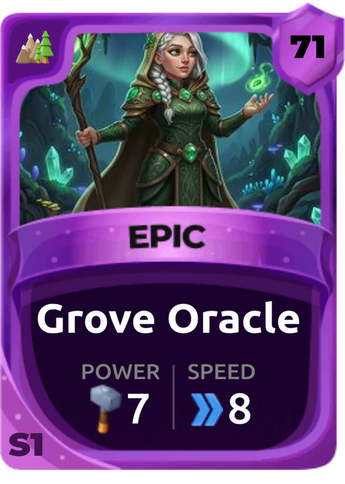 Grove Oracle Card (Rarity: Epic, Affinity: Nature, Set: Season 1)