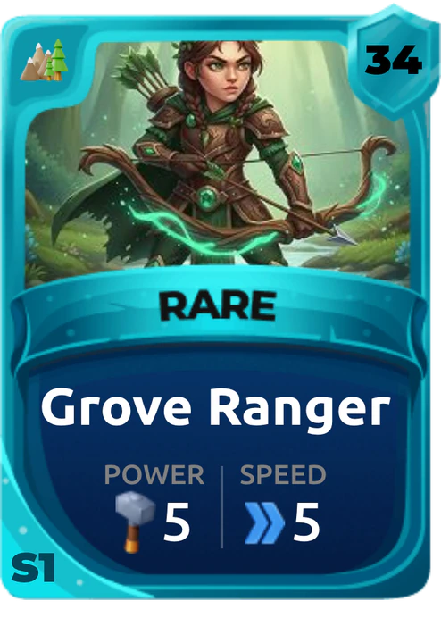 Grove Ranger Card (Rarity: Rare, Affinity: Nature, Set: Season 1)