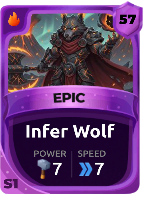 Infer Wolf Card (Rarity: Epic, Affinity: Fire, Set: Season 1)