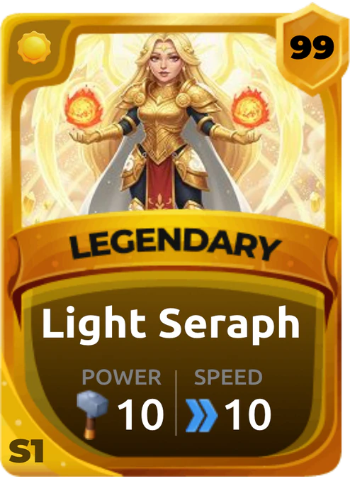 Light Seraph Card (Rarity: Legendary, Affinity: Light, Set: Season 1)