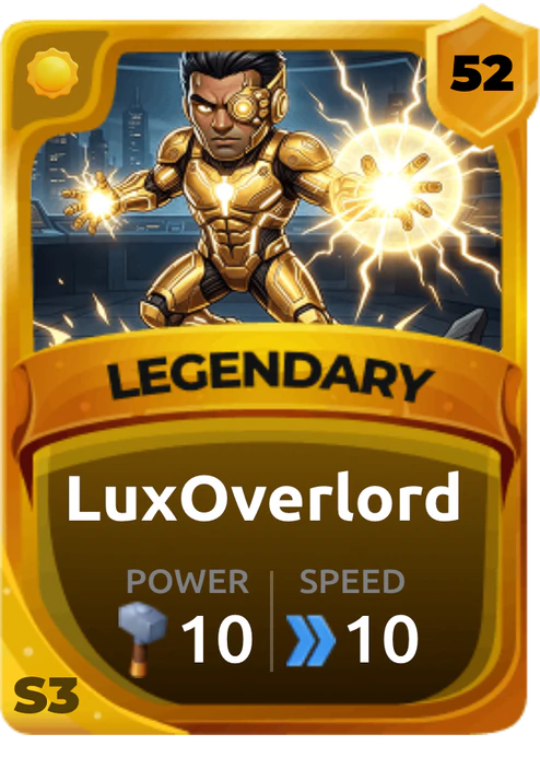 Luxoverlord Card (Rarity: Legendary, Affinity: Light, Set: Season 3)