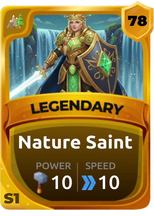 Nature Saint Card (Rarity: Legendary, Affinity: Nature, Set: Season 1)