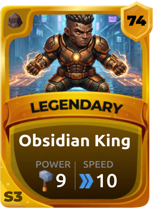 Obsidian King Card (Rarity: Legendary, Affinity: Earth, Set: Season 3)