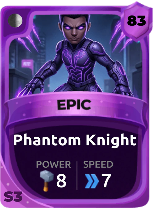 Phantom Knight Card (Rarity: Epic, Affinity: Shadow, Set: Season 3)