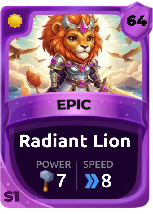 Radiant Lion Card (Rarity: Epic, Affinity: Light, Set: Season 1)