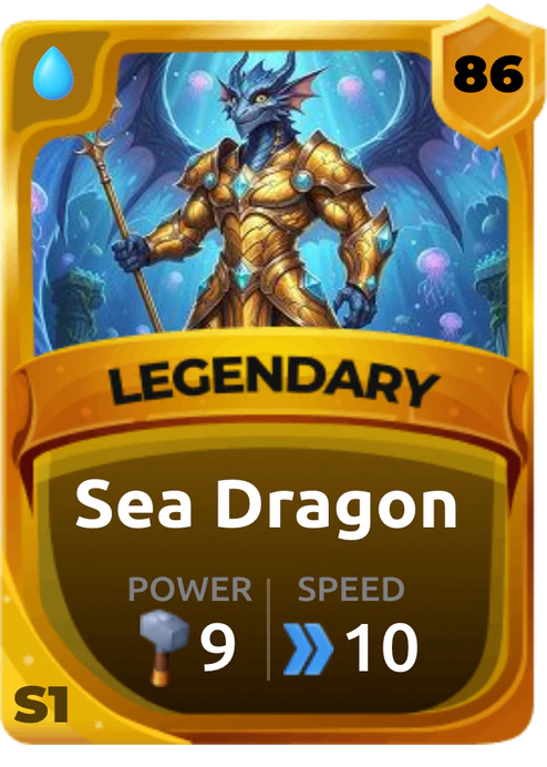 Sea Dragon Card (Rarity: Legendary, Affinity: Water, Set: Season 1)