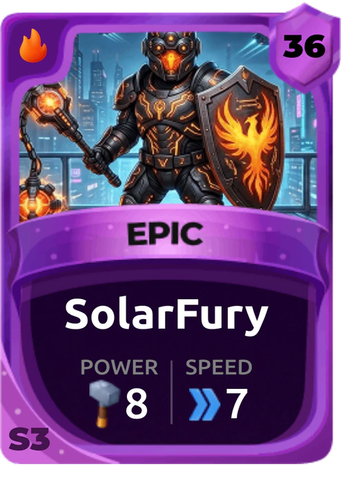 Solarfury Card (Rarity: Epic, Affinity: Fire, Set: Season 3)