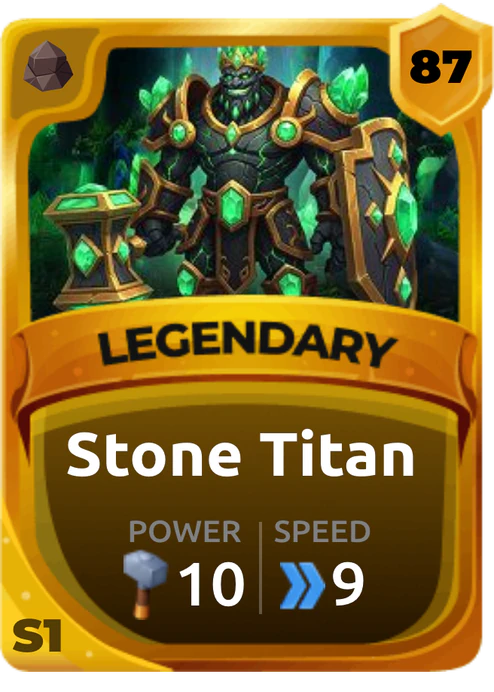 Stone Titan Card (Rarity: Legendary, Affinity: Earth, Set: Season 1)