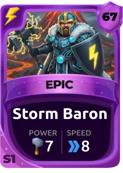 Storm Baron Card (Rarity: Epic, Affinity: Lightning, Set: Season 1)