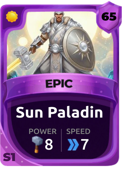Sun Paladin Card (Rarity: Epic, Affinity: Light, Set: Season 1)