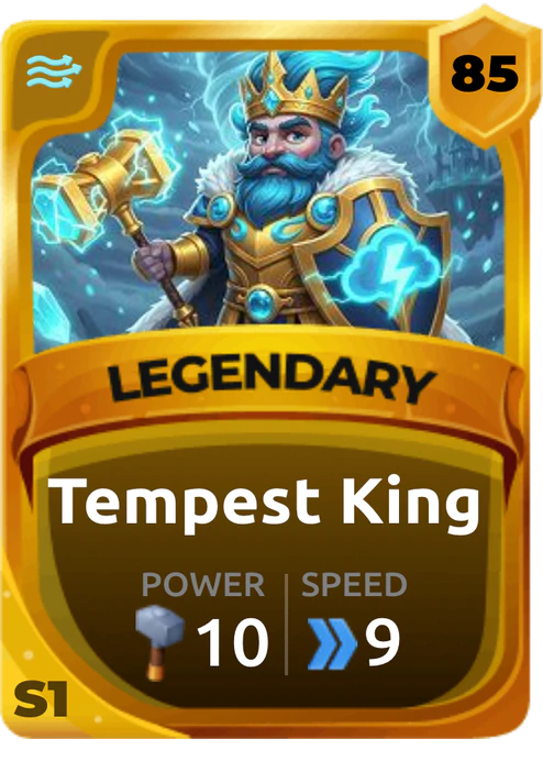 Tempest King Card (Rarity: Legendary, Affinity: Air, Set: Season 1)