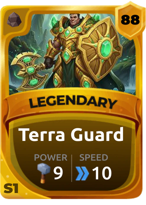 Terra Guard Card (Rarity: Legendary, Affinity: Earth, Set: Season 1)