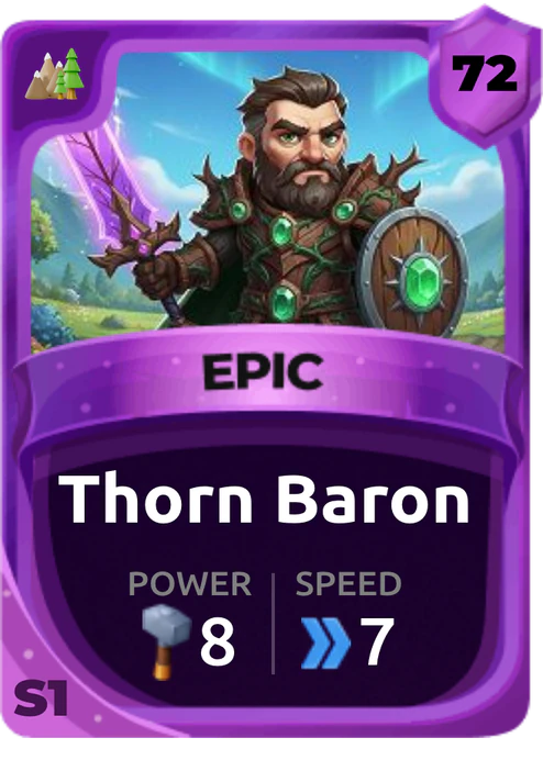 Thorn Baron Card (Rarity: Epic, Affinity: Nature, Set: Season 1)
