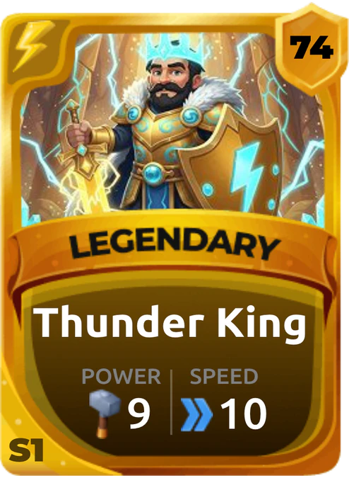 Thunder King Card (Rarity: Legendary, Affinity: Lightning, Set: Season 1)