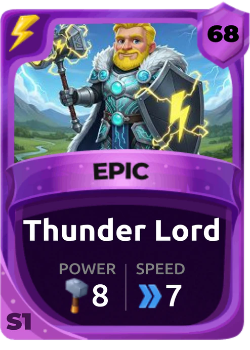 Thunder Lord Card (Rarity: Epic, Affinity: Lightning, Set: Season 1)