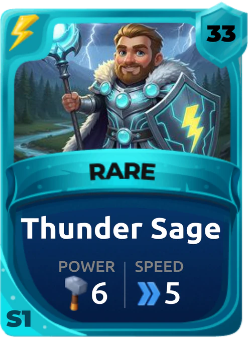 Thunder Sage Card (Rarity: Rare, Affinity: Lightning, Set: Season 1)