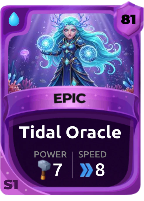 Tidal Oracle Card (Rarity: Epic, Affinity: Water, Set: Season 1)
