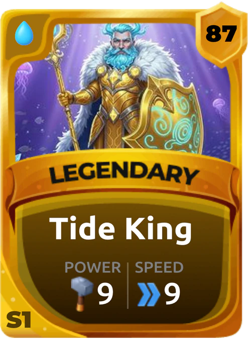 Tide King Card (Rarity: Legendary, Affinity: Water, Set: Season 1)