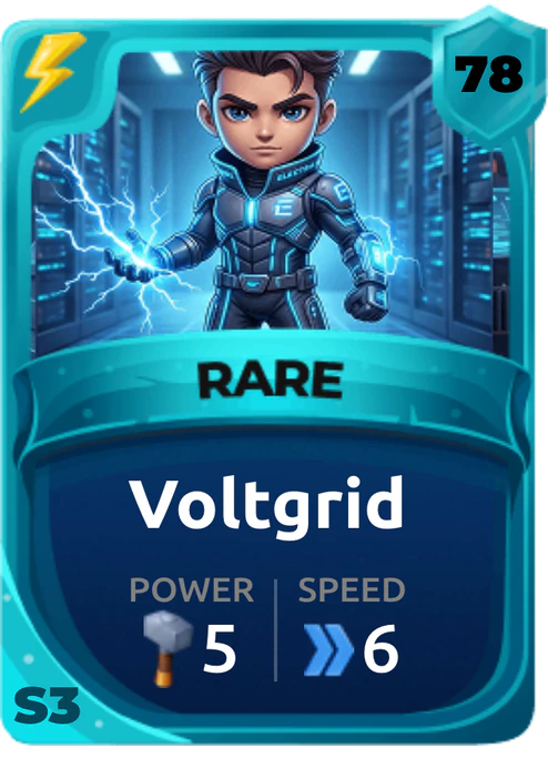 Voltgrid Card (Rarity: Rare, Affinity: Lightning, Set: Season 3)