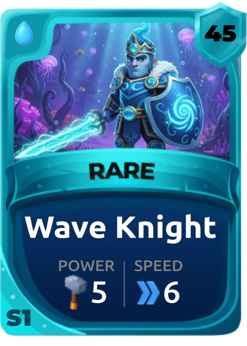Wave Knight Card (Rarity: Rare, Affinity: Water, Set: Season 1)
