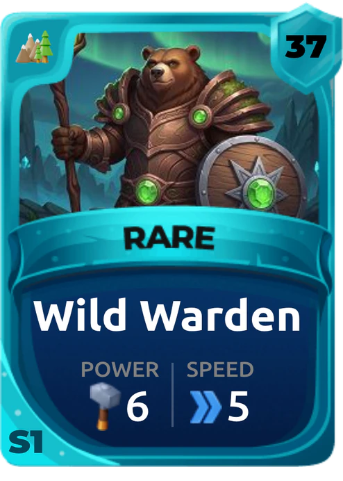 Wild Warden Card (Rarity: Rare, Affinity: Nature, Set: Season 1)