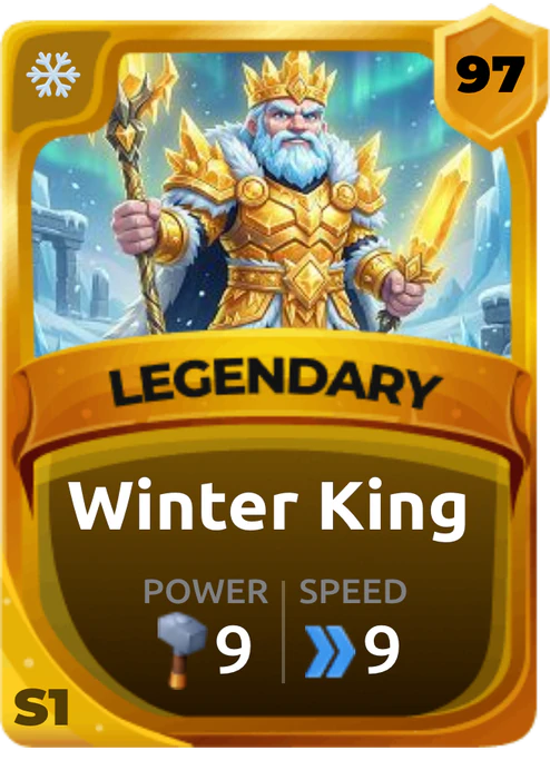 Winter King Card (Rarity: Legendary, Affinity: Ice, Set: Season 1)